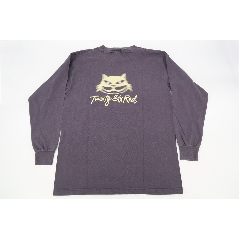 Vintage Twenty Six Red T-Shirt Mens Large 90s Cheshire Cat Long Sleeve Faded